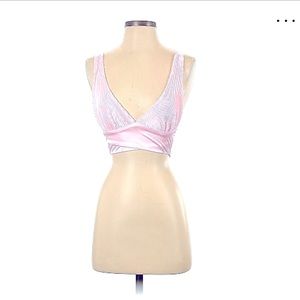 White Fox pink zip crop top